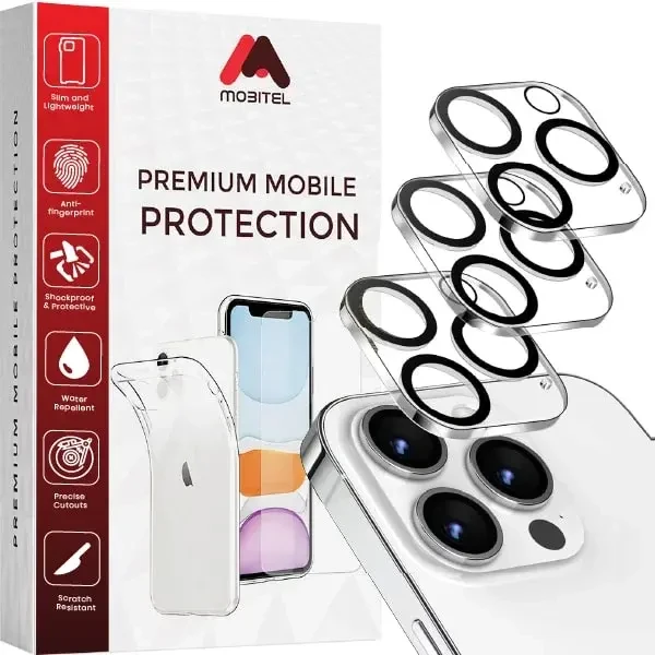 Mobitel {3-Pack} Camera Lens Protector for iPhone 11 Pro & iPhone 11 Pro Max - Anti-Bubble | Impact Protection | Ultra Clear